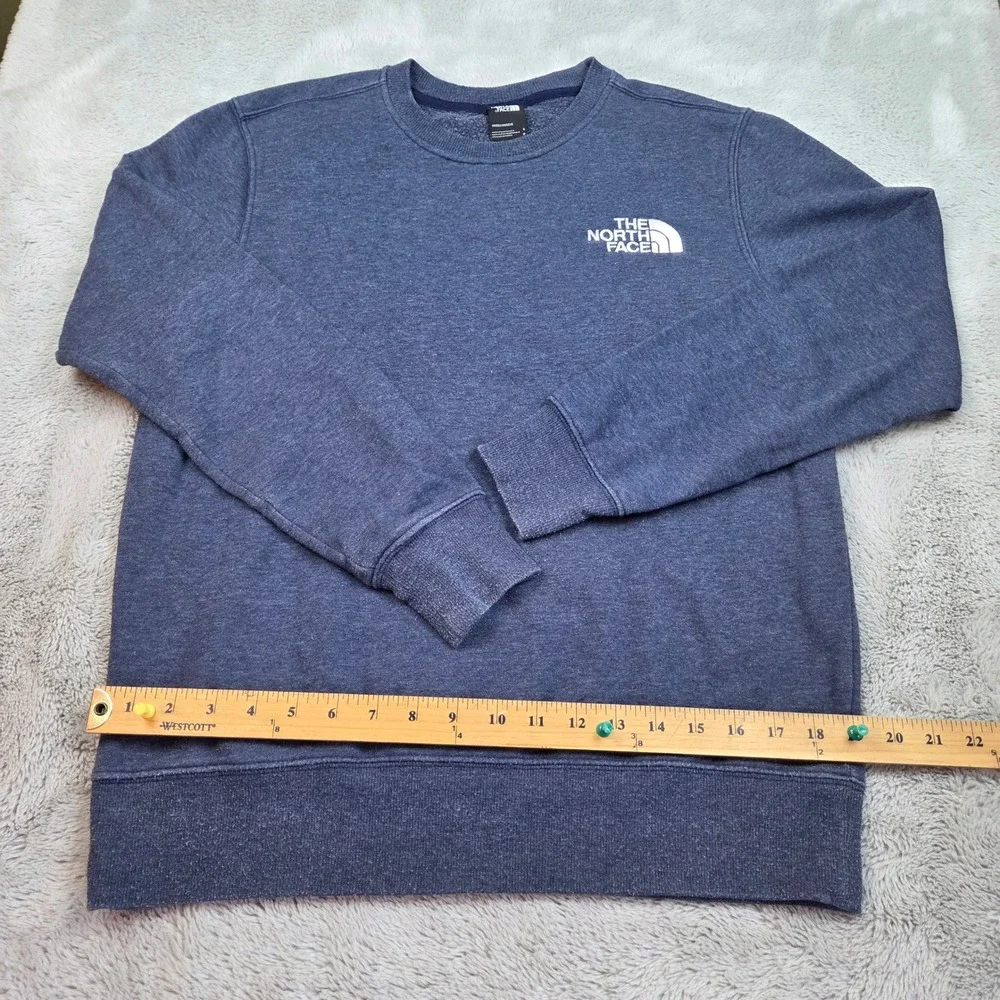 The North Face Crewneck Sweatshirt Unisex S Fleece Logo Pullover Heathered Blue